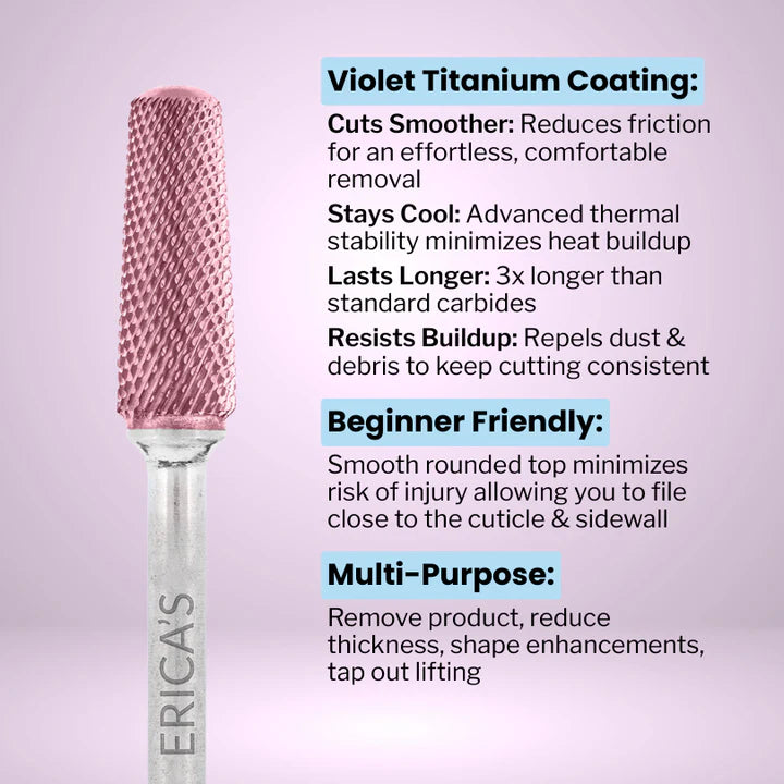 VIOLET SAFETY SMOOTH TOP TAPERED BARREL MEDIUM  | CARBIDE WITH TITANE - ERICA'S ATA