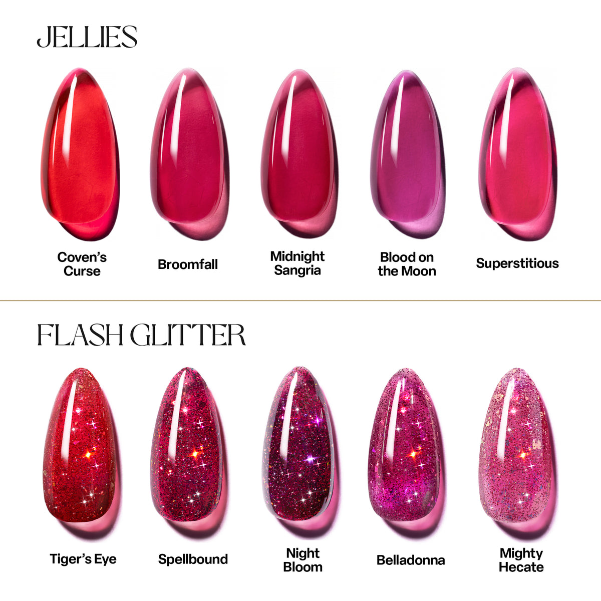 ENSEMBLE FLASH GLITTER ENIGMATIC | 5 TONS DE ROUGE - VERNIS GEL - APRÉS NAIL