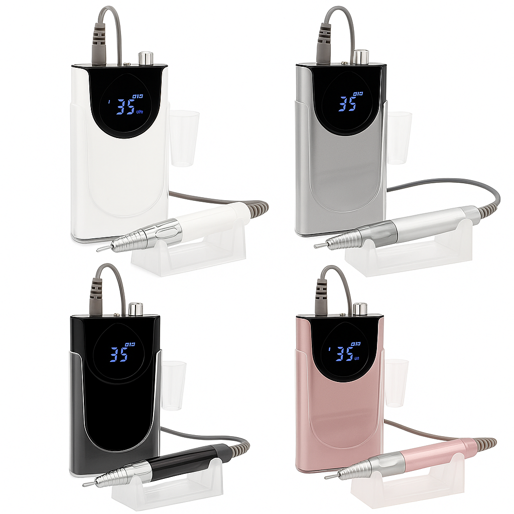  NAILIFY ORIGINAL 2025 – Lime électrique professionnelle E-File avec garantie 2 ans, disponible en 4 couleurs élégantes : blanc, argent, noir et rose doré. NAILIFY ORIGINAL 2025 – Professional E-File Electric Nail Drill with 2-Year Warranty, available in 4 stylish colors: white, silver, black, and rose gold.