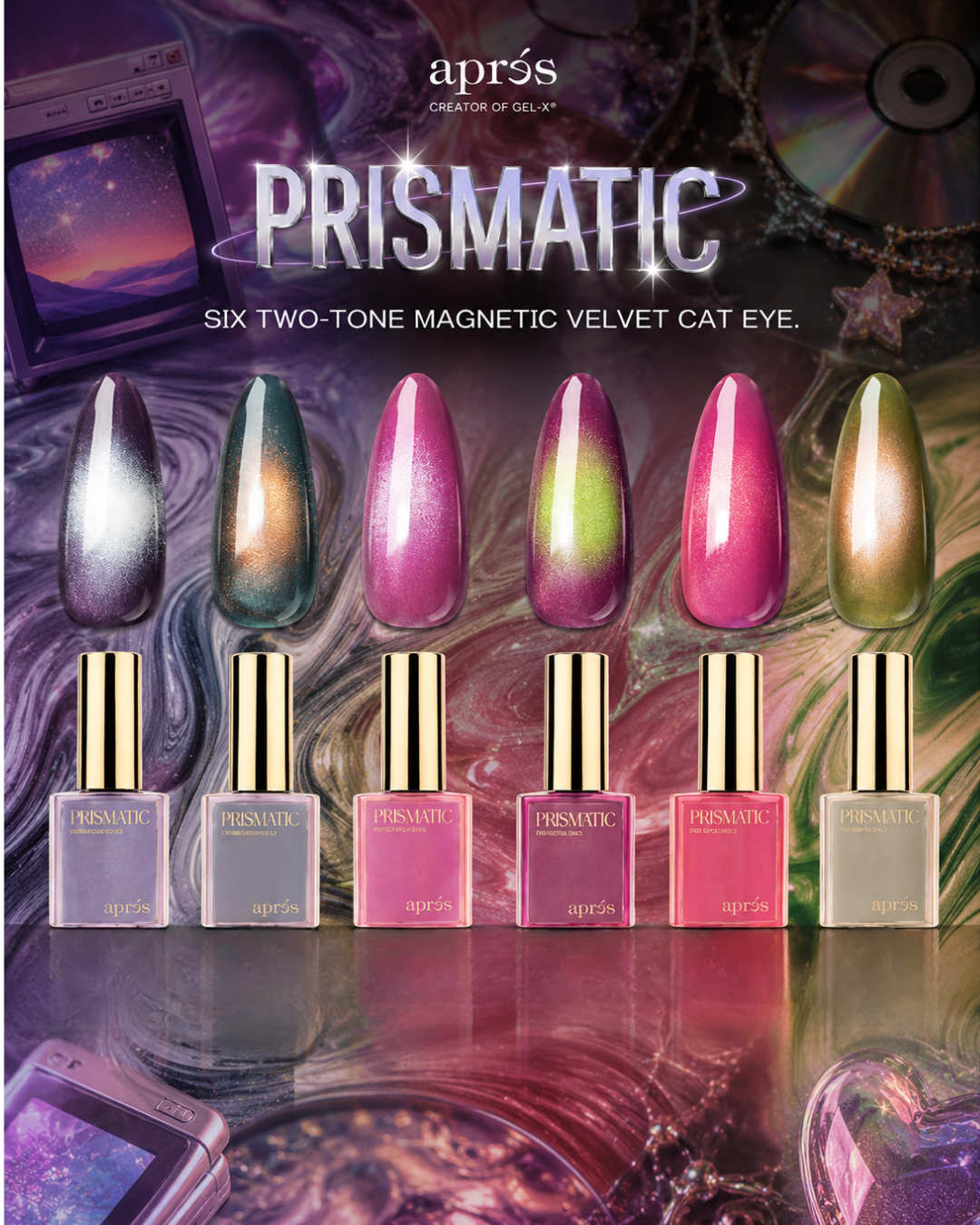 ENSEMBLE CAT EYE 2 TONS  PRISMATIC | 6 COULEURS - VERNIS GEL - APRÉS NAIL