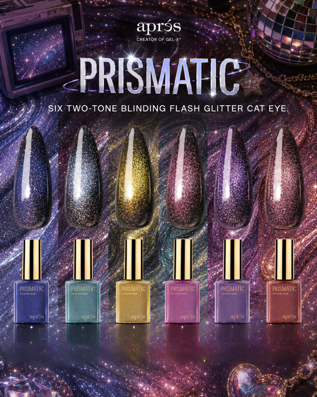 ENSEMBLE FLASH GLITTER 2 TONS GLITTER PRISMATIC | 6 COULEURS - VERNIS GEL - APRÉS NAIL