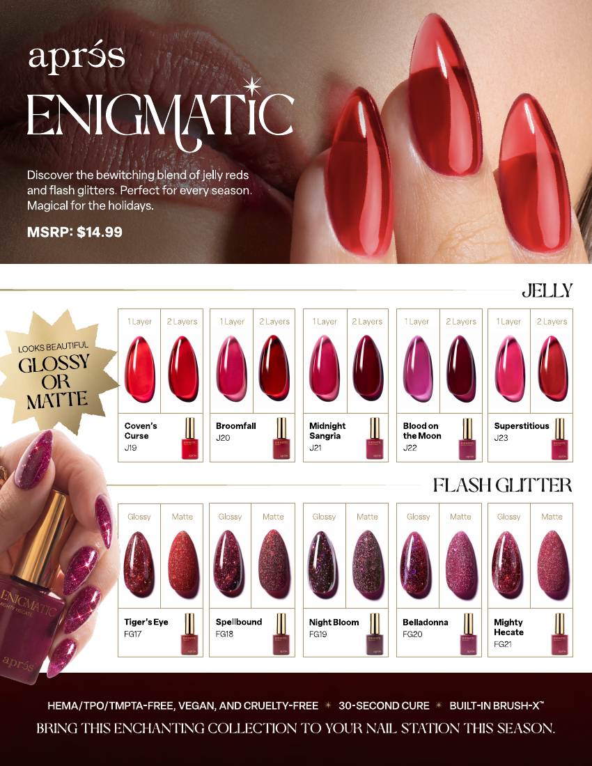 ENSEMBLE FLASH GLITTER ENIGMATIC | 5 TONS DE ROUGE - VERNIS GEL - APRÉS NAIL