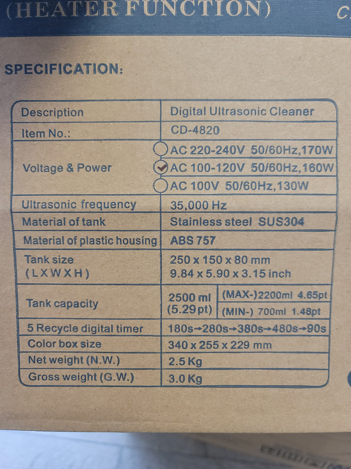 2.5L DIGITAL ULTRASONIC CLEANER! STAINLESS STEEL BODY